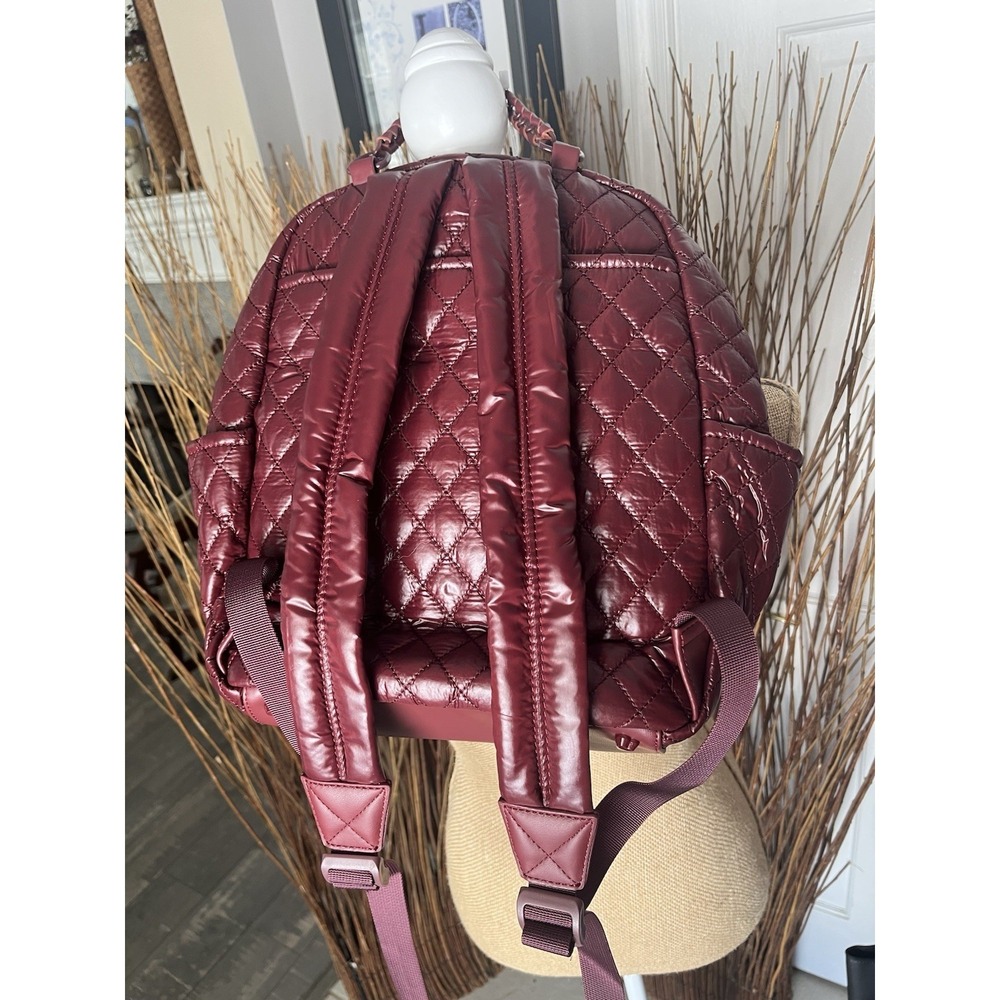 HeartLove Quilted Leather Backpack Burgundy Multi Pocket Travel Bag NWT - Picture 5 of 12